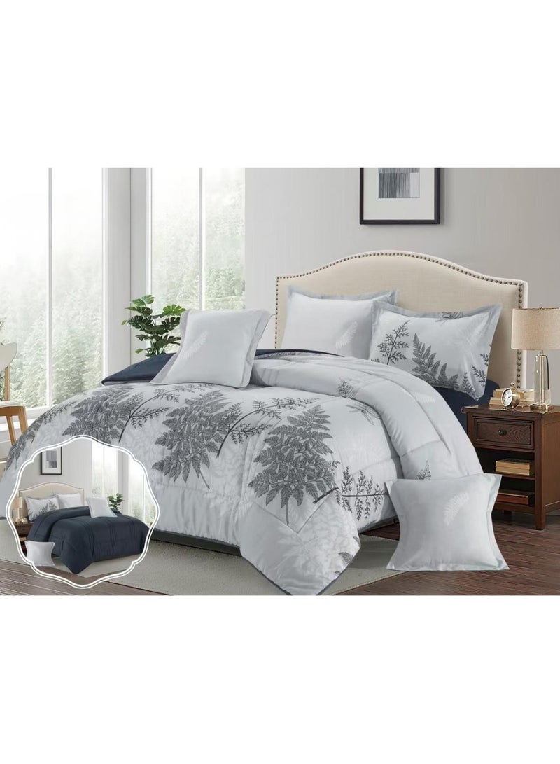 بلو سكاي طقم لحاف نفرين نظام وجهين مفرش مكون من ٦ قطع , لحاف بحشوة ٦ قطع , مايكروفايبر100% لحاف مقاس 260 في 240 سم - Image 5